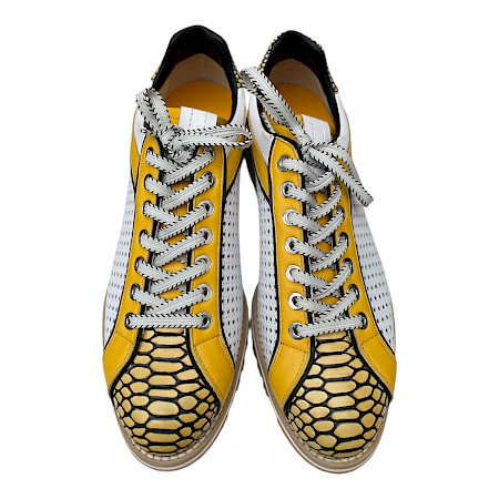 Lorenzi Gelber Sneaker in Reptiloptik aus Kalbsleder, Made in Italien, mit Schnürung – hochwertiger Damen-Sneaker bei kassedy.de ??✨ Lorenzi Gelber Sneaker in Reptiloptik aus Kalbsleder, Made in Italien, mit Schnürung – hochwertiger Damen-Sneaker bei kassedy.de ??✨