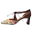 Elegante Sling-Pumps mit spitzer Form in warmen Braun- und bunten Farbnuancen, mit feiner Schleife und mittelhohem Absatz.