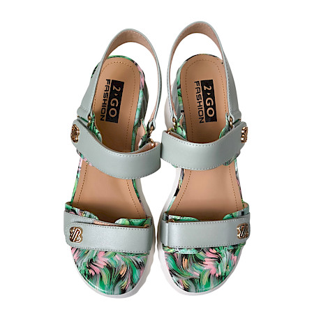2GO 8299801 Damen Sandale pastell grün, bunte Damensandale mit Muster, Sommer Sandale Damen bequem Plateau, auffällige Sandalen Damen modern, Ledersohle Damenschuhe leicht 2GO 8299801 Damen Sandale pastell grün, bunte Damensandale mit Muster, Sommer Sandale Damen bequem Plateau, auffällige Sandalen Damen modern, Ledersohle Damenschuhe leicht