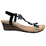 2GO 8910823 Sandale Damen schwarz Keilabsatz leicht elegant Strass Blumen Sommer Schuhe bequem