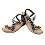 2GO 8910823 Sandale Damen schwarz Keilabsatz leicht elegant Strass Blumen Sommer Schuhe bequem