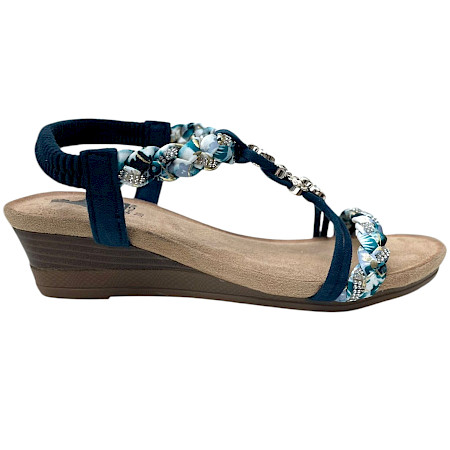 2GO 8910808 Sandale Damen blau Sommer leicht bequem elastisch geflochten Strass Blumen Sandalen modisch 2GO 8910808 Sandale Damen blau Sommer leicht bequem elastisch geflochten Strass Blumen Sandalen modisch