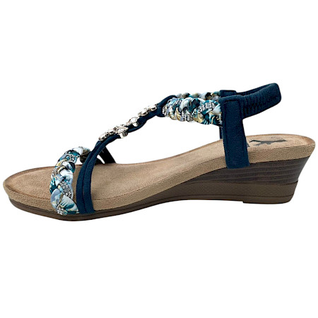 2GO 8910808 Sandale Damen blau Sommer leicht bequem elastisch geflochten Strass Blumen Sandalen modisch 2GO 8910808 Sandale Damen blau Sommer leicht bequem elastisch geflochten Strass Blumen Sandalen modisch