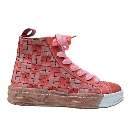Rebecca White Rechest Schnürer Damen Sneaker-Boot in Orange-Apricot-Rosé aus hochwertigem, butterweichem Nappaleder. Mit geflochtenen Lederdetails, seitlichem Reißverschluss, Schnürung,... Rebecca White Rechest Schnürer Damen Sneaker-Boot in Orange-Apricot-Rosé aus hochwertigem, butterweichem Nappaleder. Mit geflochtenen Lederdetails, seitlichem Reißverschluss, Schnürung,...