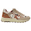 Carmela 164360 Damen-Sneaker in Beige aus Leder mit braunen und schwarzen Fell-Optik-Details, goldfarbenem Reißverschluss und heller Plateausohle. Bequemer Leder-Sneaker mit Schnürung, seitlichem Reißverschluss, herausnehmbarer Einlegesohle und normaler Passform – erhältlich bei Kassedy.de in Oldenburg.