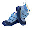 Affenzahn Lauflerner Winterstiefel Vegan Snuggy Elefant in Blau mit kuscheligem Warmfutter, wasserdichter AffenTex-Membran, zwei Klettverschlüssen mit Elefantenmotiv und flexibler Lauflernsohle. Veganer Kinder-Winterboot für die ersten Schritte, erhältlich bei Kassedy.de.