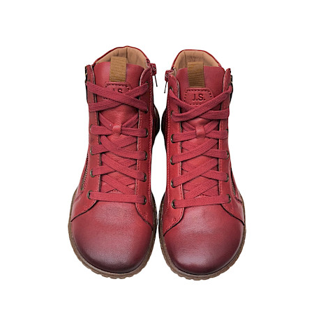 Josef Seibel Wynona 15 Damen-Barfußstiefelette in Hibiscus Rot aus Rindsleder mit Weite G, flexibler Gummi-Kork-Sohle, Schnürung und seitlichem Reißverschluss – bequemer roter Damen-Boot bei... Josef Seibel Wynona 15 Damen-Barfußstiefelette in Hibiscus Rot aus Rindsleder mit Weite G, flexibler Gummi-Kork-Sohle, Schnürung und seitlichem Reißverschluss – bequemer roter Damen-Boot bei...