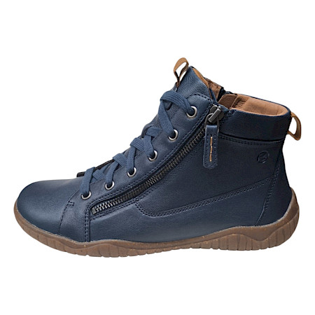 Josef Seibel Wynona 15 Damen-Barfußstiefelette in Jeans Dunkelblau aus Rindsleder mit Weite G, flexibler Gummi-Kork-Sohle, Schnürung und Reißverschluss – bequemer Barfußschuh für Damen bei... Josef Seibel Wynona 15 Damen-Barfußstiefelette in Jeans Dunkelblau aus Rindsleder mit Weite G, flexibler Gummi-Kork-Sohle, Schnürung und Reißverschluss – bequemer Barfußschuh für Damen bei...