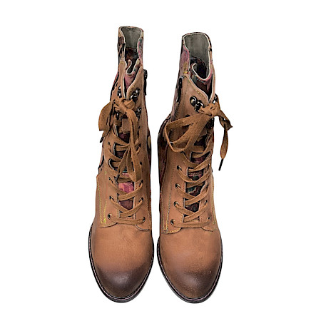 Laura Vita Eleao 42 Damen-Boot in Sable und Cognac mit floralem Muster, Leoparden-Details, Schnürung, seitlichem Reißverschluss und femininem Blockabsatz – außergewöhnlicher Laura Vita... Laura Vita Eleao 42 Damen-Boot in Sable und Cognac mit floralem Muster, Leoparden-Details, Schnürung, seitlichem Reißverschluss und femininem Blockabsatz – außergewöhnlicher Laura Vita...