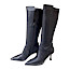 NeroGiardini I410835DE Damen-Langschaftstiefel in Schwarz aus Leder und technischem Material mit Lederfutter, spitzer Vorderpartie, seitlichem Reißverschluss und ca. 6,5 cm Absatz – eleganter italienischer Damenstiefel bei kassedy.de.