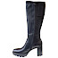 NeroGiardini I618044D Damen-Langschaftstiefel in Schwarz aus echtem Leder mit seitlichem Reißverschluss, Plateausohle, Profilsohle und ca. 7 cm Blockabsatz – eleganter italienischer Lederstiefel bei kassedy.de.