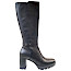 NeroGiardini I618044D Damen-Langschaftstiefel in Schwarz aus echtem Leder mit seitlichem Reißverschluss, Plateausohle, Profilsohle und ca. 7 cm Blockabsatz – eleganter italienischer Lederstiefel bei kassedy.de.