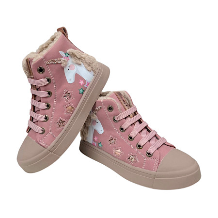 Shoesme SH25W035-C Kinder-Schnürschuh in Pink mit Einhorn, Sternen und Glitzerdetails, herausnehmbarem Fußbett, Lederfutter und seitlichem Reißverschluss. Shoesme SH25W035-C Kinder-Schnürschuh in Pink mit Einhorn, Sternen und Glitzerdetails, herausnehmbarem Fußbett, Lederfutter und seitlichem Reißverschluss.