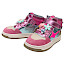 Shoesme NO25W100-K halbhoher Kinder-Sneaker in Pink Metallic mit Leo-Detail, Neon-Stern, Klettverschluss, herausnehmbarer Einlegesohle und dekorativen Schnürsenkel-Anhängern.