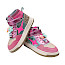 Shoesme NO25W100-K halbhoher Kinder-Sneaker in Pink Metallic mit Leo-Detail, Neon-Stern, Klettverschluss, herausnehmbarer Einlegesohle und dekorativen Schnürsenkel-Anhängern.