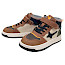 ShoesMe NO25W100-B wasserdichter Kinder-Sneaker in Cognac und Multi mit Stern-Detail, ShoesMe-Tex Waterproof, elastischer Schnürung, Klettverschluss und griffiger Gummisohle – erhältlich bei kassedy.de.