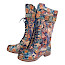 Laura Vita Anitao 21 Damenstiefel in Jeans Blau aus echtem Leder mit floralem Muster, Schnürung, seitlichem Reißverschluss und stabiler Sohle. Laura Vita Anitao 21 Damenstiefel in Jeans Blau aus echtem Leder mit floralem Muster, Schnürung, seitlichem Reißverschluss und stabiler Sohle.
