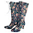 Laura Vita Oanelo 02 Damenstiefel aus Echtleder mit buntem Blumenmuster, Glitzerdetails, Schnürung, Reißverschluss und 6 cm Absatz.