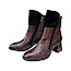 AGA 2399/3251/3379 Damen-Boot in Bordeaux-Rot und Schwarz mit glänzend strukturierter Optik, zwei Reißverschlüssen, komfortablem Vorderfuß und femininem Blockabsatz – polnisches Schuhdesign bei kassedy.de.
