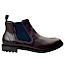 TT.BAGATT AOA Chelsea Boot in Mid-Brown aus braunem Echtleder mit dunkelblauen Elastikeinsätzen, Zuglasche und flachem Absatz – klassischer brauner Leder-Chelsea-Boot bei kassedy.de.