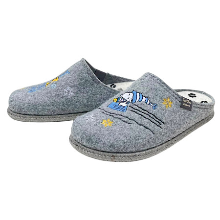 Tony Pons Snoopy Hausschuhe in Gris Grau mit Snoopy- und Woodstock-Motiven. Kuschelweiche graue Pantoffeln mit herausnehmbarer Einlegesohle und normaler Passform – gemütliche Peanuts Hausschuhe... Tony Pons Snoopy Hausschuhe in Gris Grau mit Snoopy- und Woodstock-Motiven. Kuschelweiche graue Pantoffeln mit herausnehmbarer Einlegesohle und normaler Passform – gemütliche Peanuts Hausschuhe...