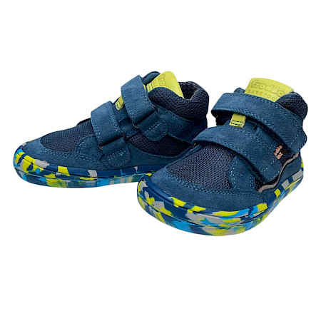 Froddo G3110262 Barefoot TEX Kinder-Übergangsschuh in Denim Dunkelblau mit zwei Klettverschlüssen, flexibler bunt gemusterter Sohle, herausnehmbarer Einlegesohle und wasserdichter... Froddo G3110262 Barefoot TEX Kinder-Übergangsschuh in Denim Dunkelblau mit zwei Klettverschlüssen, flexibler bunt gemusterter Sohle, herausnehmbarer Einlegesohle und wasserdichter...