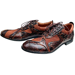 Kristofer 1401 Schnürer cognac braun 62h Damen Halbschuh Lederschuh Schlangenoptik eleganter Schnürschuh brauner Freizeitschuh modischer Schuh außergewöhnliches Design kassedy.de