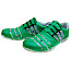 Kristofer 215 Slipper grün schrift 62f Damen Slipper Leder leichter Schuh grüner Freizeitschuh modischer Slipper elastische Bänder außergewöhnliches Design kassedy.de