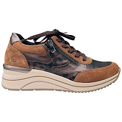 Remonte D0T23-24 Damen Schnürer Antik Cognac Schwarz – bequemer Sneaker mit Reißverschluss, Schnürung, herausnehmbarer Einlegesohle und leichtem Keilabsatz | Komfort und Stil bei kassedy.de ??