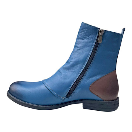 Artiker 59C2605 Damen-Stiefelette in Blau aus echtem Leder mit braunen Kontrastdetails, warmem Futter, seitlichem Reißverschluss und niedrigem 2,5 cm Blockabsatz – blaue Leder-Stiefelette bei... Artiker 59C2605 Damen-Stiefelette in Blau aus echtem Leder mit braunen Kontrastdetails, warmem Futter, seitlichem Reißverschluss und niedrigem 2,5 cm Blockabsatz – blaue Leder-Stiefelette bei...