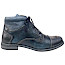 Krisbut 6922 Herren-Boot in Schwarz/Blau mit markanter Lederoptik, schwarzer Schnürung, seitlichem Reißverschluss, herausnehmbarer und austauschbarer Einlegesohle sowie flacher Laufsohle – modischer Herren-Schnürboot in normaler Passform bei kassedy.de.