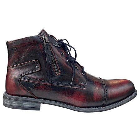 Krisbut 6921-4 Herren-Boot in Schwarz/Bordo aus echtem Leder mit bordeauxrotem Vintage-Farbverlauf, schwarzer Schnürung, seitlichem Reißverschluss und herausnehmbarer Einlegesohle –... Krisbut 6921-4 Herren-Boot in Schwarz/Bordo aus echtem Leder mit bordeauxrotem Vintage-Farbverlauf, schwarzer Schnürung, seitlichem Reißverschluss und herausnehmbarer Einlegesohle –...