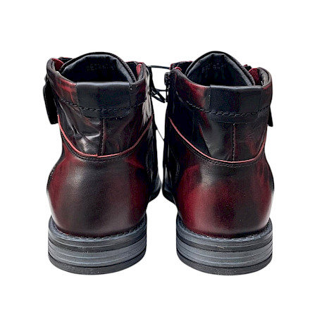 Krisbut 6921-4 Herren-Boot in Schwarz/Bordo aus echtem Leder mit bordeauxrotem Vintage-Farbverlauf, schwarzer Schnürung, seitlichem Reißverschluss und herausnehmbarer Einlegesohle –... Krisbut 6921-4 Herren-Boot in Schwarz/Bordo aus echtem Leder mit bordeauxrotem Vintage-Farbverlauf, schwarzer Schnürung, seitlichem Reißverschluss und herausnehmbarer Einlegesohle –...