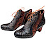 Simen 3123A Damen-Stiefelette in Grau-Braun-Orange mit auffälliger Struktur, orangefarbener Schnürung, Reißverschluss, austauschbarer Einlegesohle und bequemem ca. 3,5 cm Absatz – bei kassedy.de.
