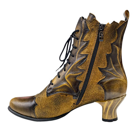Simen 8496A Damen-Stiefelette in Gelb-Gold und Braun aus Leder mit außergewöhnlichem Vintage-Design, leichtem Mikrofaserfutter, großzügiger Passform, Schnürung, Innenreißverschluss und bequemem... Simen 8496A Damen-Stiefelette in Gelb-Gold und Braun aus Leder mit außergewöhnlichem Vintage-Design, leichtem Mikrofaserfutter, großzügiger Passform, Schnürung, Innenreißverschluss und bequemem...