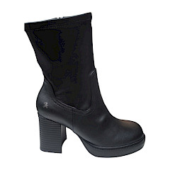 2GO 8237501 Damen-Stiefelette in Schwarz mit markantem Blockabsatz, Plateau, höherem Schaft und seitlichem Reißverschluss – moderne schwarze Damen-Stiefelette bei kassedy.de.