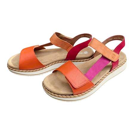 Remonte D3J50-38 Sandale rot gelb orange – farbenfrohe Damen Ledersandale mit austauschbarer Einlegesohle und Klettverschluss | Sommerlich & bequem bei kassedy.de ☀️ Remonte D3J50-38 Sandale rot gelb orange – farbenfrohe Damen Ledersandale mit austauschbarer Einlegesohle und Klettverschluss | Sommerlich & bequem bei kassedy.de ☀️