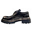 Maciejka 7725-01 Damen Schnürschuh aus dunklem Leder mit Glitzersteinchen, Lochmuster, Schnürung und stabiler schwarzer Profilsohle. Maciejka 7725-01 Damen Schnürschuh aus dunklem Leder mit Glitzersteinchen, Lochmuster, Schnürung und stabiler schwarzer Profilsohle.