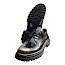 Maciejka 7725-01 Damen Schnürschuh aus dunklem Leder mit Glitzersteinchen, Lochmuster, Schnürung und stabiler schwarzer Profilsohle. Maciejka 7725-01 Damen Schnürschuh aus dunklem Leder mit Glitzersteinchen, Lochmuster, Schnürung und stabiler schwarzer Profilsohle.