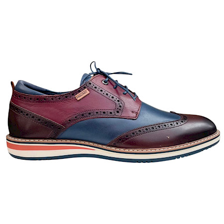 Pikolinos M1T-4191C1 Herren-Schnürschuh in Olmo mit dunkelblauen, bordeauxroten und braunen Lederpartien sowie klassischen Brogue-Verzierungen. Bequemer, leichter Herren-Lederschuh mit... Pikolinos M1T-4191C1 Herren-Schnürschuh in Olmo mit dunkelblauen, bordeauxroten und braunen Lederpartien sowie klassischen Brogue-Verzierungen. Bequemer, leichter Herren-Lederschuh mit...