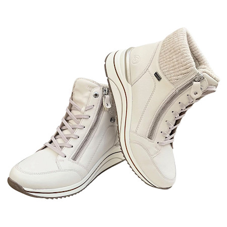 Remonte Damen-Stiefelette in Offwhite Metallic aus Echtleder mit warmer Innenausstattung, Schnürung, seitlichem Reißverschluss und erhöhter Sohle.Remonte Damen-Stiefelette in Offwhite Metallic aus... Remonte Damen-Stiefelette in Offwhite Metallic aus Echtleder mit warmer Innenausstattung, Schnürung, seitlichem Reißverschluss und erhöhter Sohle.Remonte Damen-Stiefelette in Offwhite Metallic aus...