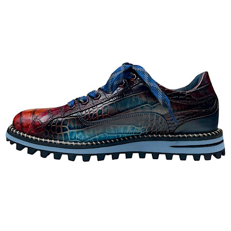 Lorenzi 9634454 Damen Schnürschuh in Blau, Bordeaux und Rot-Orange aus hochwertigem Kalbsleder. Eleganter Lederschuh mit edler Kroko-Prägung, seitlichem Reißverschluss, Schnürung, Lederfutter und... Lorenzi 9634454 Damen Schnürschuh in Blau, Bordeaux und Rot-Orange aus hochwertigem Kalbsleder. Eleganter Lederschuh mit edler Kroko-Prägung, seitlichem Reißverschluss, Schnürung, Lederfutter und...