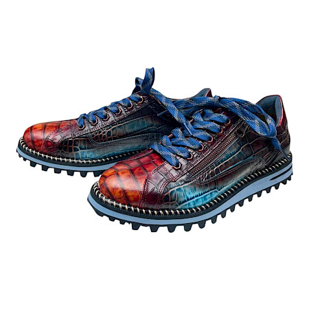 Lorenzi 9634454 Damen Schnürschuh in Blau, Bordeaux und Rot-Orange aus hochwertigem Kalbsleder. Eleganter Lederschuh mit edler Kroko-Prägung, seitlichem Reißverschluss, Schnürung, Lederfutter und... Lorenzi 9634454 Damen Schnürschuh in Blau, Bordeaux und Rot-Orange aus hochwertigem Kalbsleder. Eleganter Lederschuh mit edler Kroko-Prägung, seitlichem Reißverschluss, Schnürung, Lederfutter und...
