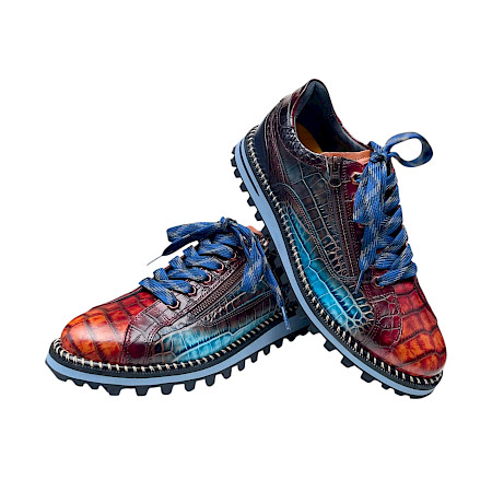 Lorenzi 9634454 Damen Schnürschuh in Blau, Bordeaux und Rot-Orange aus hochwertigem Kalbsleder. Eleganter Lederschuh mit edler Kroko-Prägung, seitlichem Reißverschluss, Schnürung, Lederfutter und... Lorenzi 9634454 Damen Schnürschuh in Blau, Bordeaux und Rot-Orange aus hochwertigem Kalbsleder. Eleganter Lederschuh mit edler Kroko-Prägung, seitlichem Reißverschluss, Schnürung, Lederfutter und...