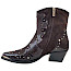 Lazamani LA85789 Damen-Western-Stiefelette in Braun aus Leder und Veloursleder mit Reptiloptik, goldfarbenen Nieten, spitzer Vorderpartie, seitlichem Reißverschluss und 5 cm Absatz – braune Western-Stiefelette bei kassedy.de.