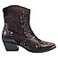 Lazamani LA85789 Damen-Western-Stiefelette in Braun aus Leder und Veloursleder mit Reptiloptik, goldfarbenen Nieten, spitzer Vorderpartie, seitlichem Reißverschluss und 5 cm Absatz – braune Western-Stiefelette bei kassedy.de.