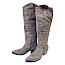 Lazamani LA85717 Damen-Lederstiefel in Kaki und Taupe mit Animal-Print, hohem Schaft, seitlichem Reißverschluss und ca. 5 cm Blockabsatz – außergewöhnlicher Western-Lederstiefel bei kassedy.de.