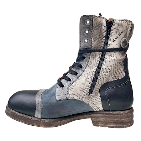 Charme Etnic 26W Damen Boot Grau Zeitung – italienischer Lederboot mit Zeitungsprint, Schnürung und seitlichem Reißverschluss aus hochwertigem Echtleder | Exklusiv bei kassedy.de ?? Charme Etnic 26W Damen Boot Grau Zeitung – italienischer Lederboot mit Zeitungsprint, Schnürung und seitlichem Reißverschluss aus hochwertigem Echtleder | Exklusiv bei kassedy.de ??