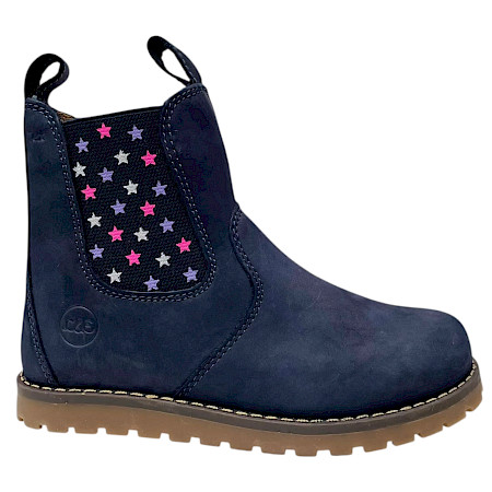 Lotta & Emil Chelsea Boot Winter in Blau mit buntem Sterneinsatz, warmer Fütterung, herausnehmbarer Innensohle und profilierter Laufsohle für Kinder. Lotta & Emil Chelsea Boot Winter in Blau mit buntem Sterneinsatz, warmer Fütterung, herausnehmbarer Innensohle und profilierter Laufsohle für Kinder.