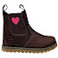 Lotta & Emil Chelsea Boot Winter in Braun mit pinkem Herz, warmem Merinofleece-Futter, Nubukleder, flexibler Profilsohle, Reißverschluss und herausnehmbarer Innensohle – Chelsea Boots für Kinder bei Kassedy.